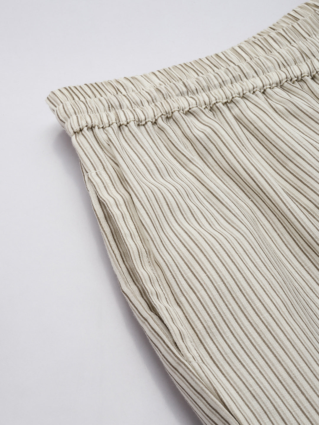 Off White Striped Easy Wash Trousers