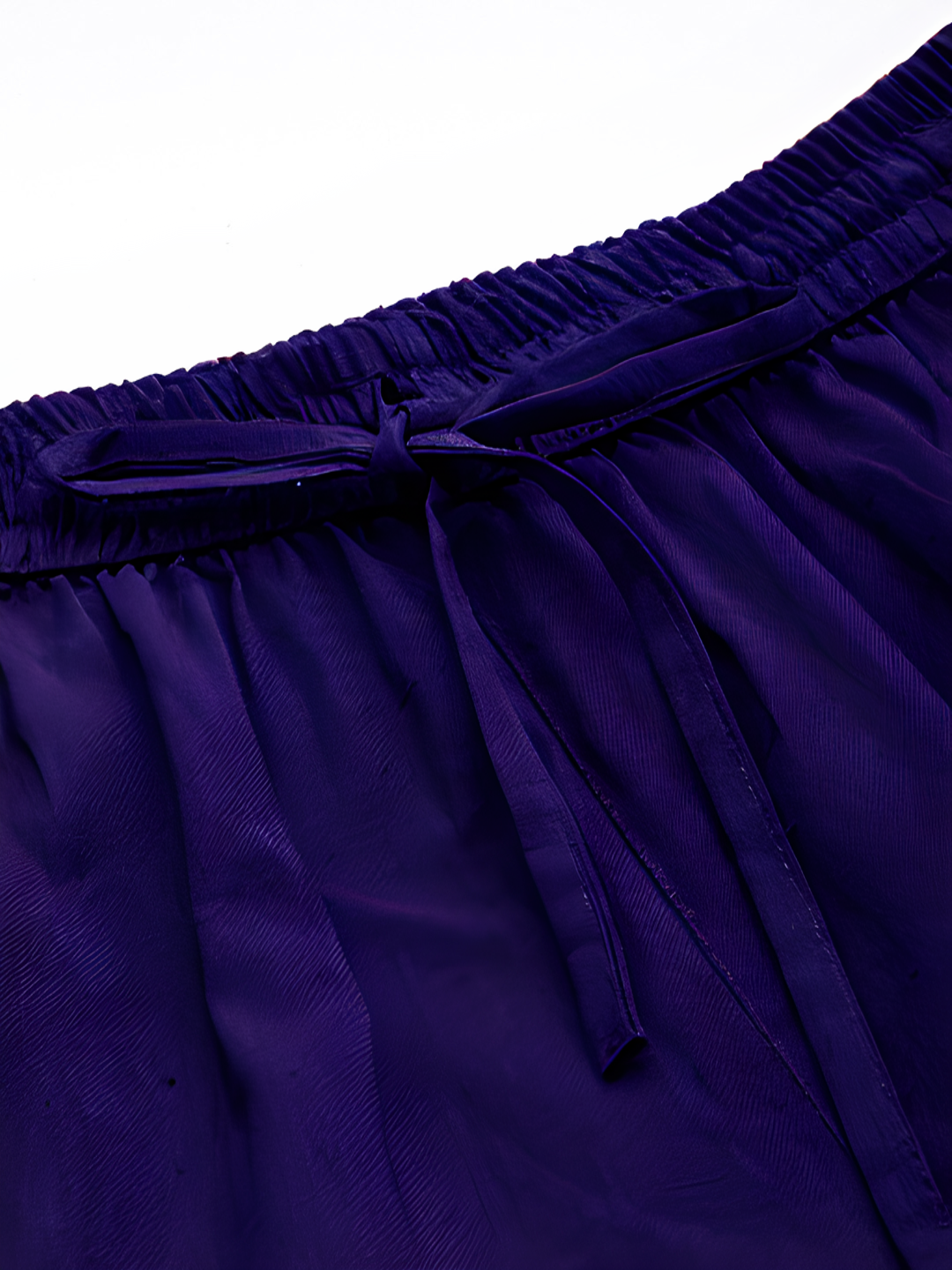 Blue Solid Pleated Cigarette Trousers