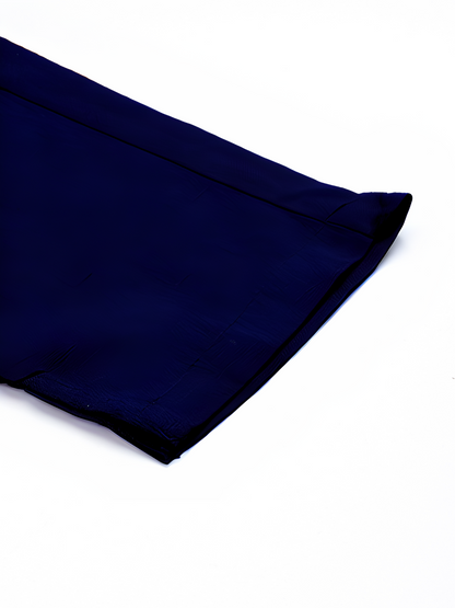 Blue Solid Pleated Cigarette Trousers