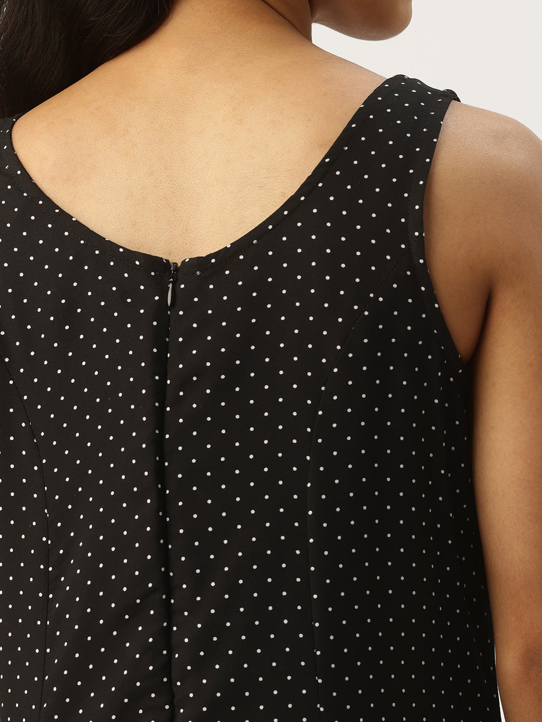 Black Polka Dot Print A-Line Maxi Dress