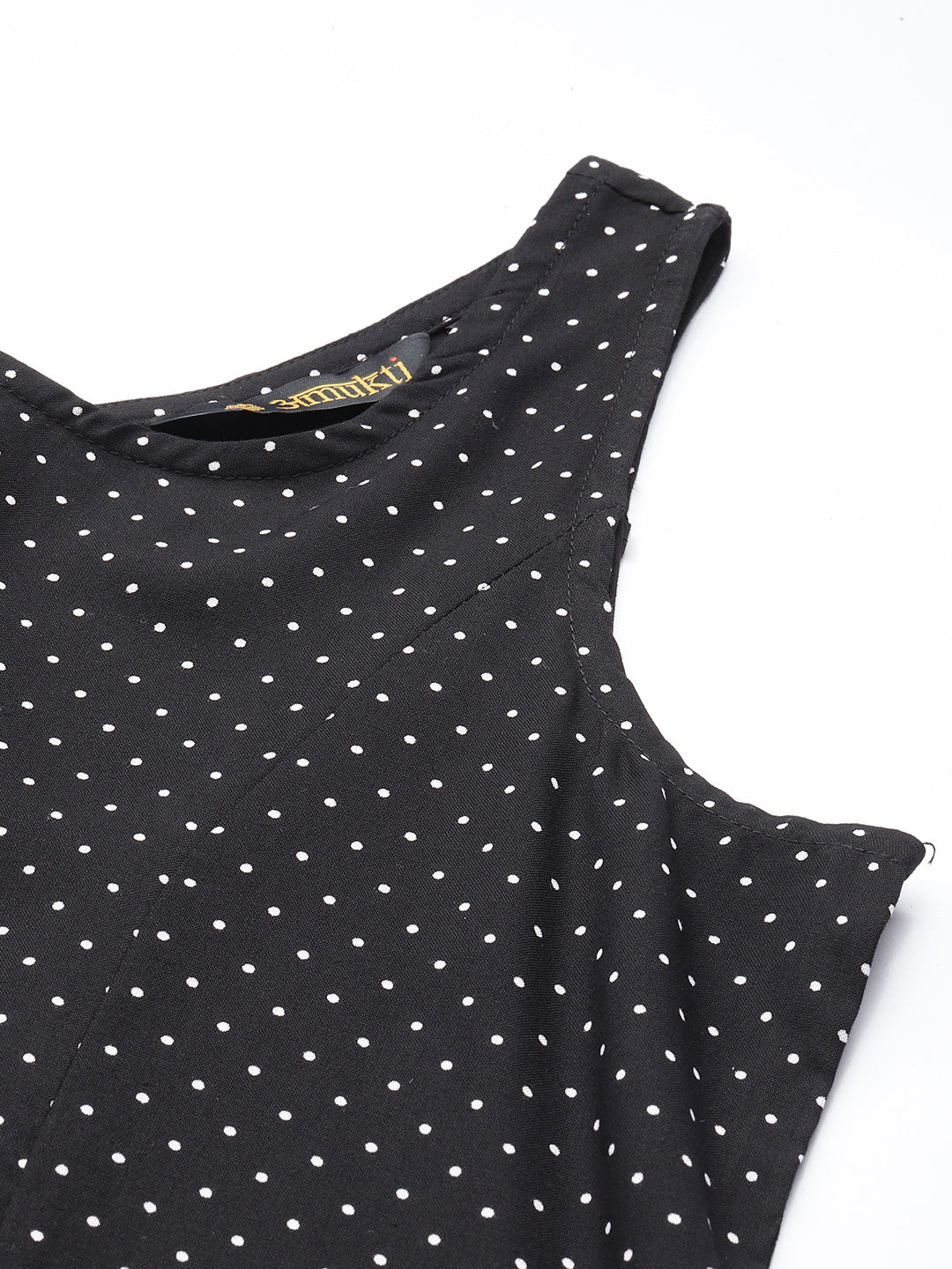 Black Polka Dot Print A-Line Maxi Dress