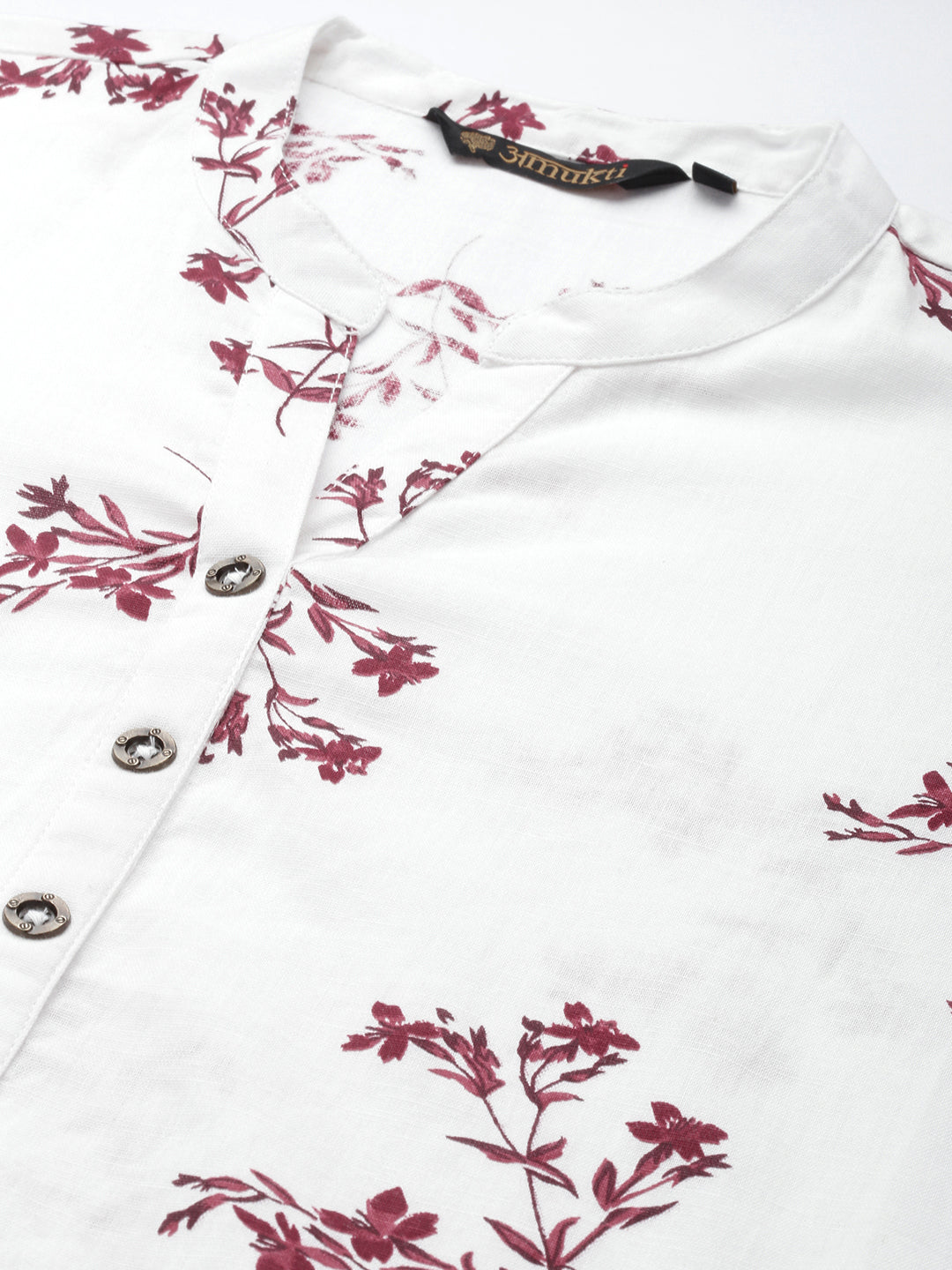 White Floral Printed Cotton Tunic