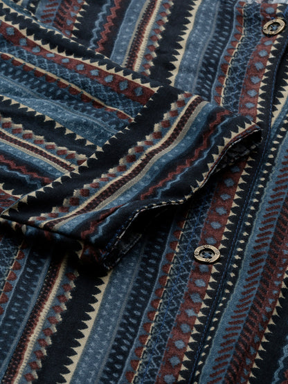 Blue Striped A-Liine Kurta