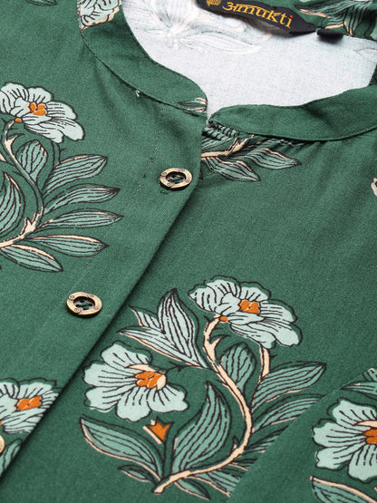 Blue Floral Printed Kurta