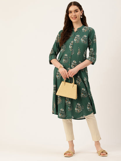 Blue Floral Printed Kurta