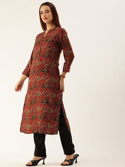 Red Ethnic Motifs Printed Kurta