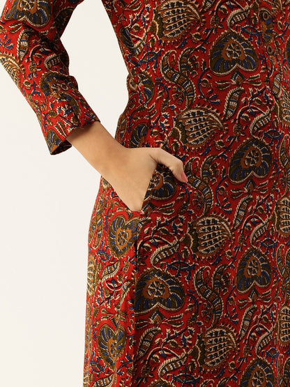 Red Ethnic Motifs Printed Kurta