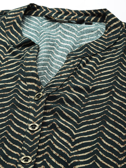 Blue Viscose Rayon Geometric Printed Tunic