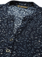 Blue Viscose Rayon Floral Printed Tunic