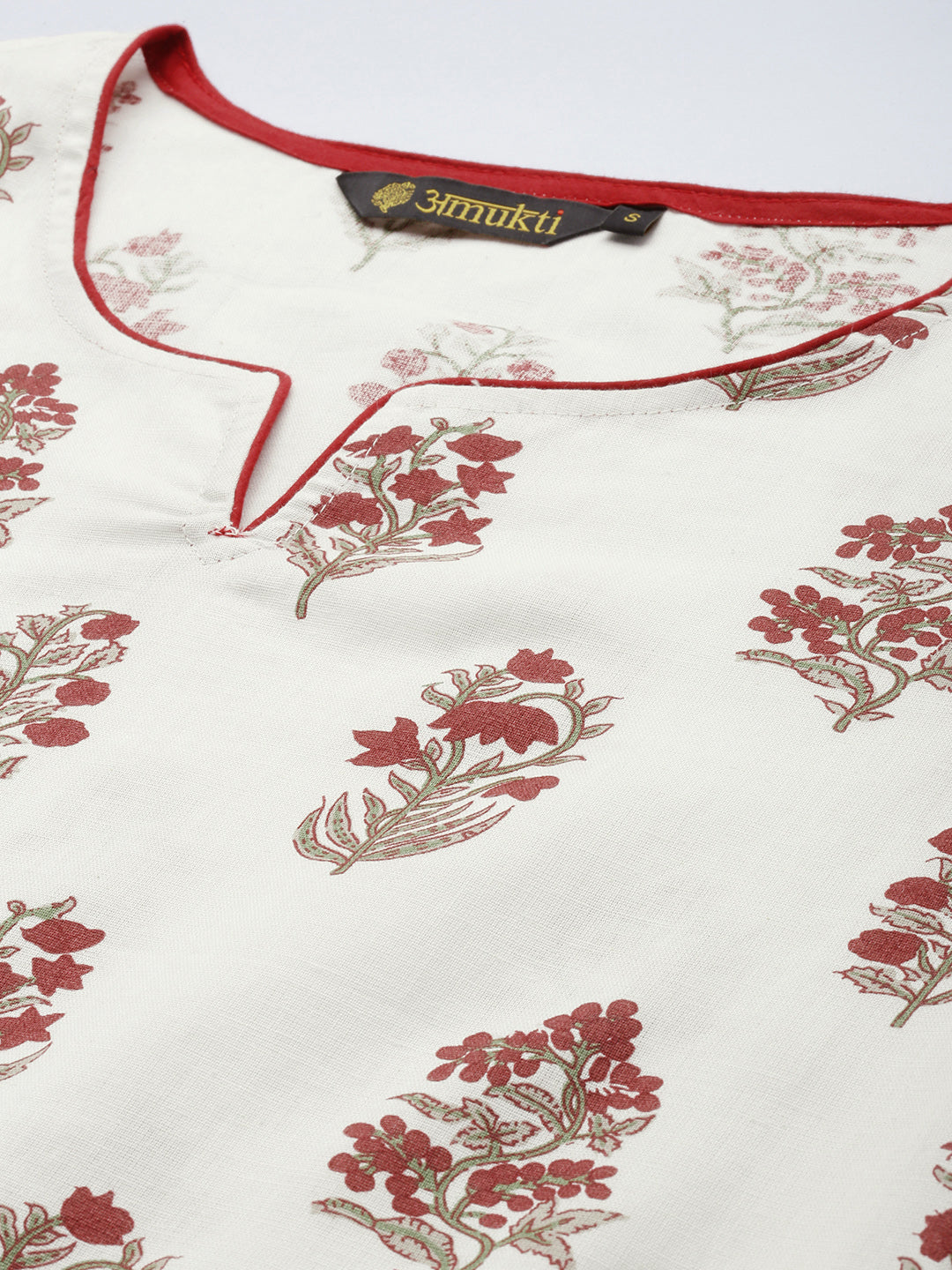 White Floral Printed Indie Pure Cotton Kurta