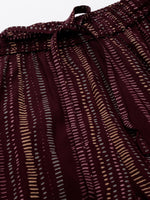 Wine Striped Printed Pencil Pant