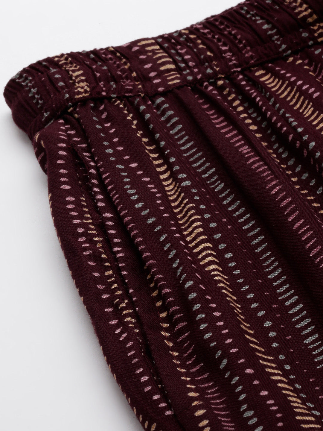Wine Striped Printed Pencil Pant