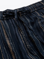 Blue Striped Printed Pencil Pant