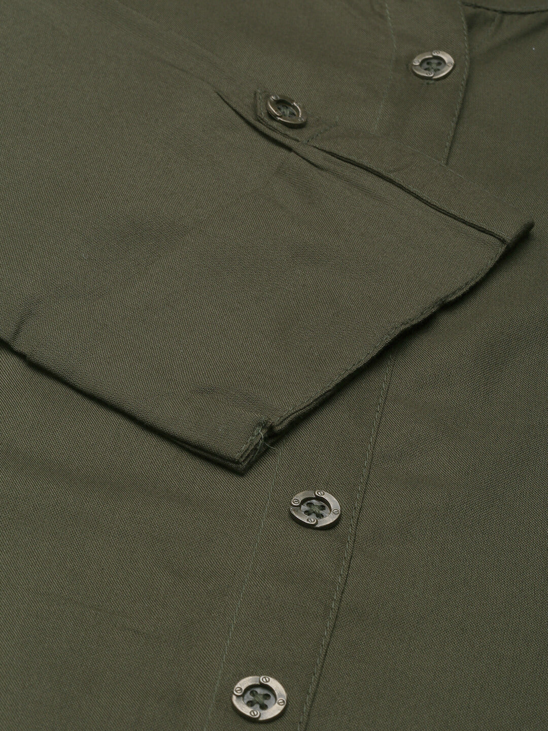 Olive Green Solid A-line Princess Cut Kurta