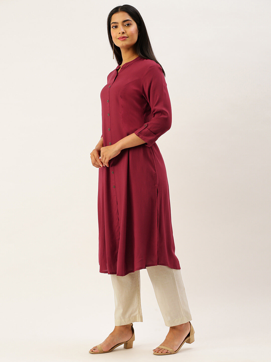 Red Essential A-Line Kurta