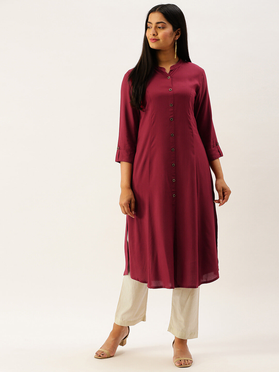 Red Essential A-Line Kurta