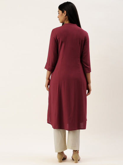 Red Essential A-Line Kurta