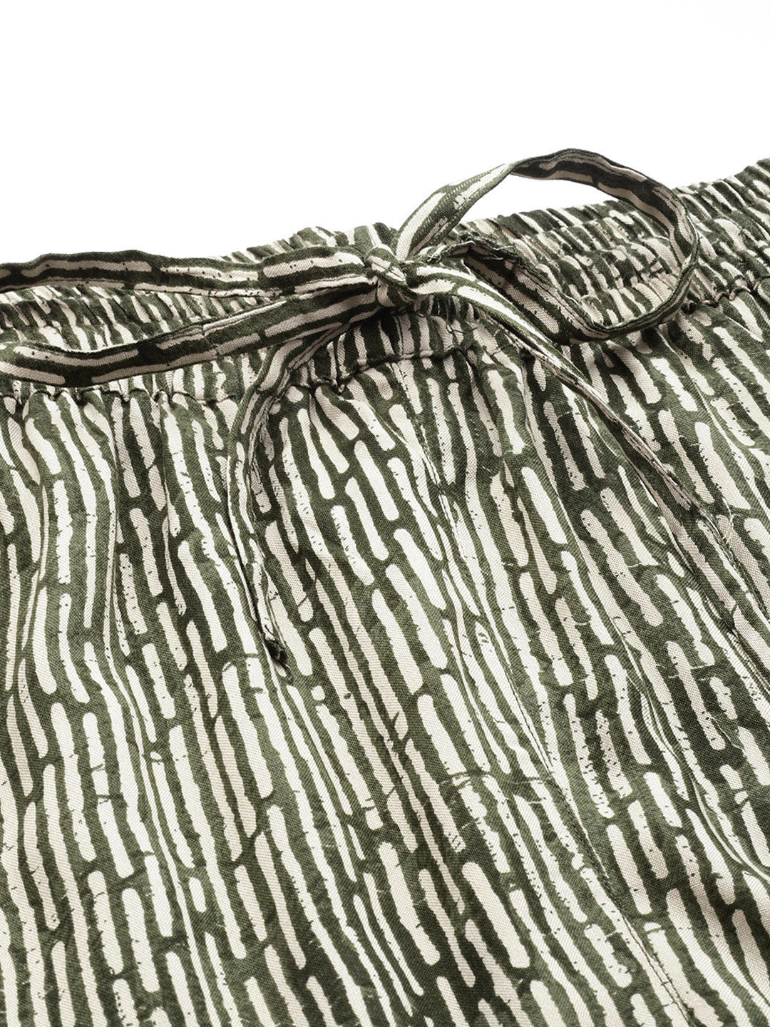 Green Striped Printed Pencil  Pant