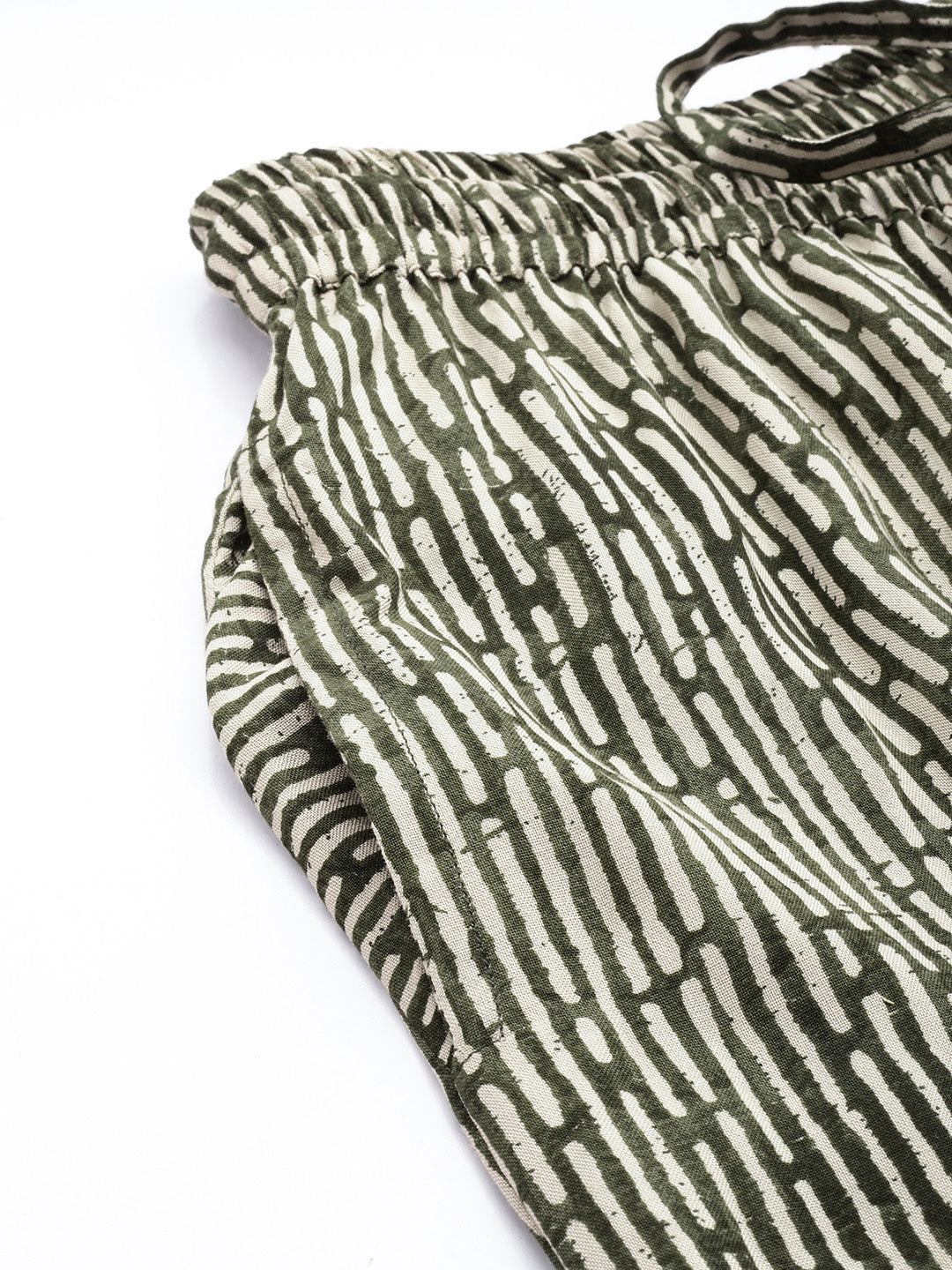 Green Striped Printed Pencil  Pant