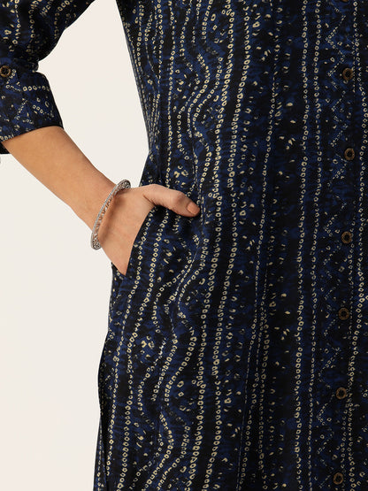 Blue Bandhani Printed Kurta