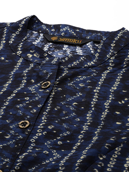 Blue Bandhani Printed Kurta