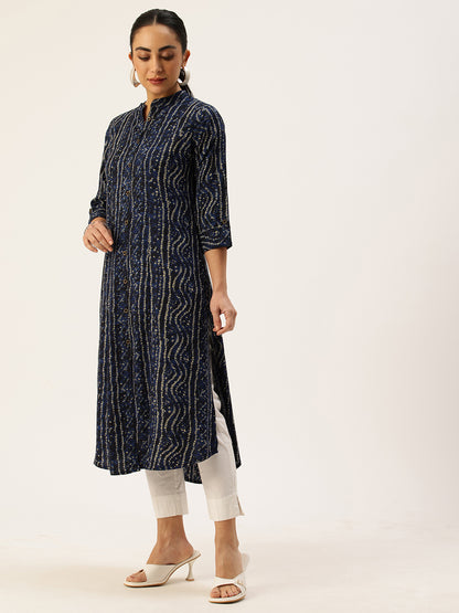 Blue Bandhani Printed Kurta