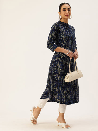 Blue Bandhani Printed Kurta