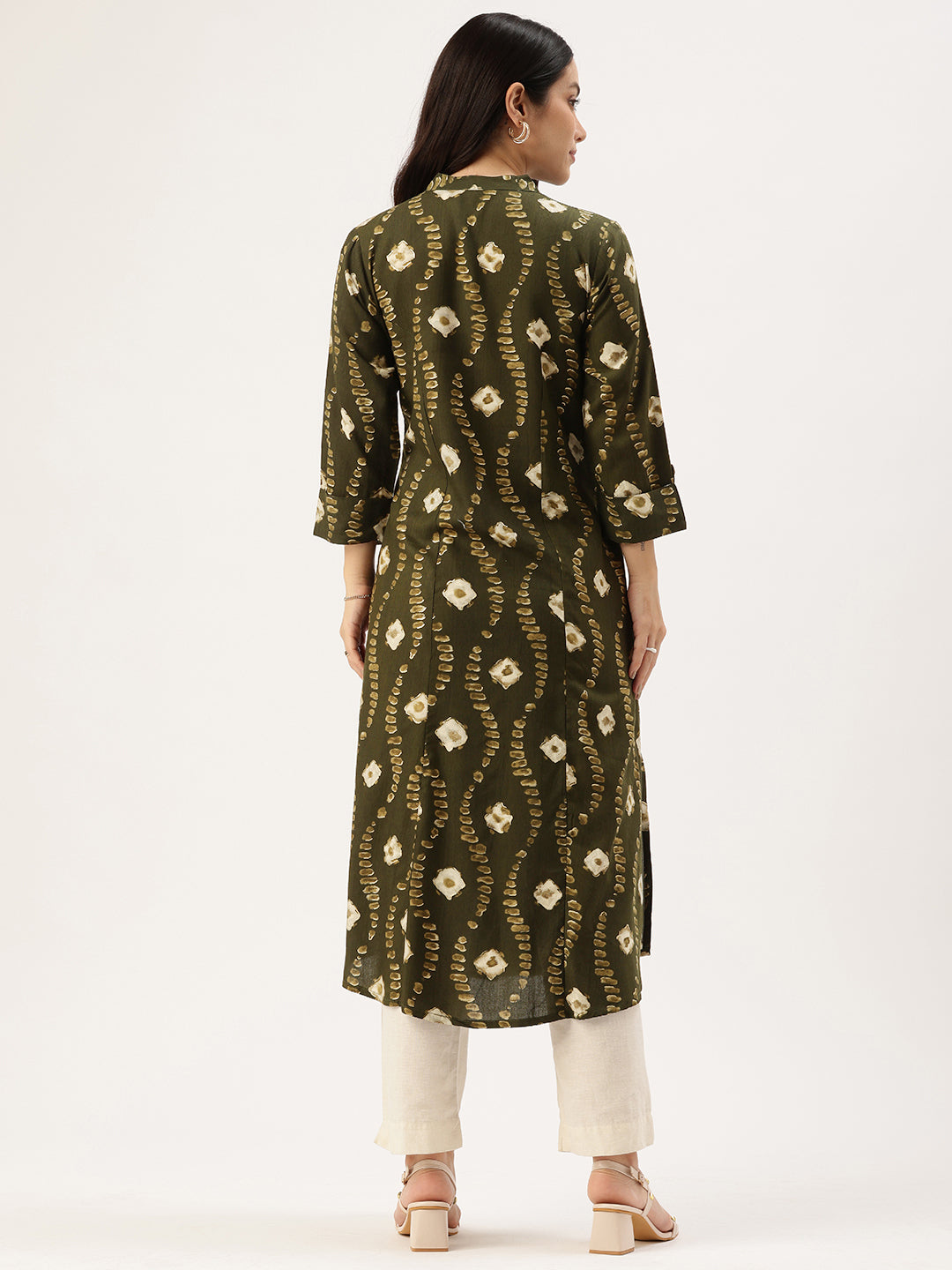 Green Bandhani Printed Indie Prints Kurta