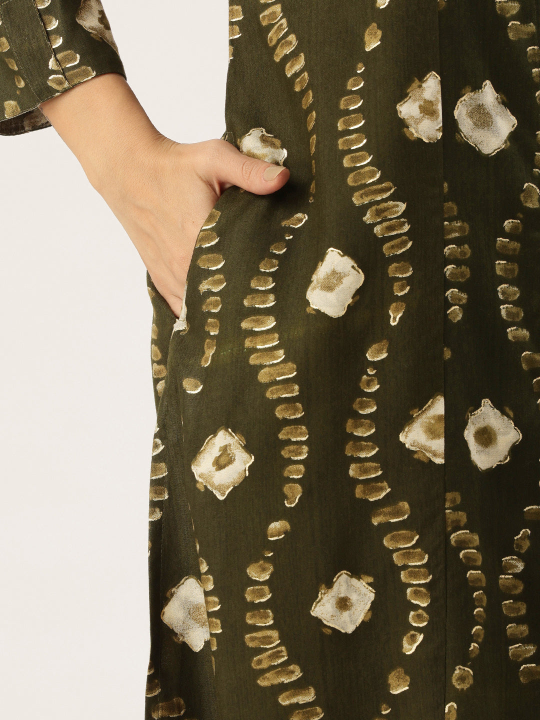 Green Bandhani Printed Indie Prints Kurta