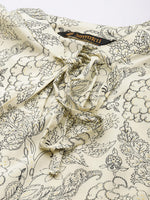 White Floral Printed Tie-Up Neck Top