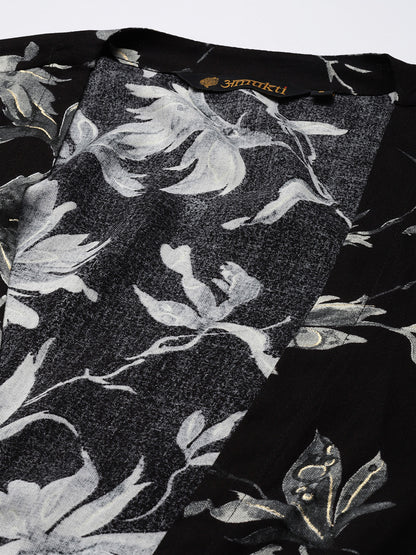 Black & Gold Floral Printed Dress