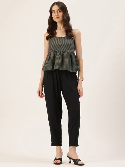 Black Solid Pencil Pant