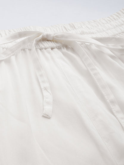 Ivory Pencil Pleated Cigarette Trousers