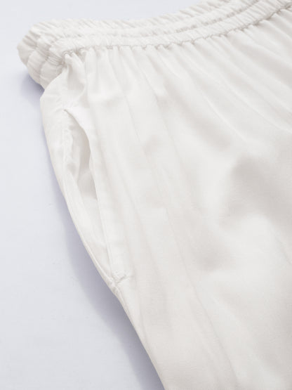 Ivory Pencil Pleated Cigarette Trousers