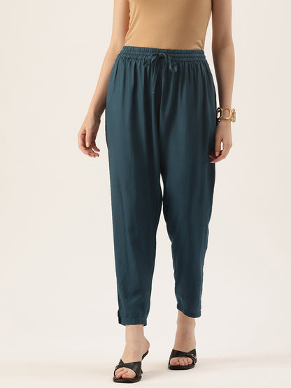 Cadet Blue Solid Pencil Pant