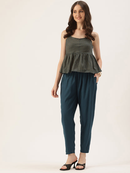 Cadet Blue Solid Pencil Pant