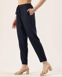 Blue Pencil Pleated Cigarette Trousers