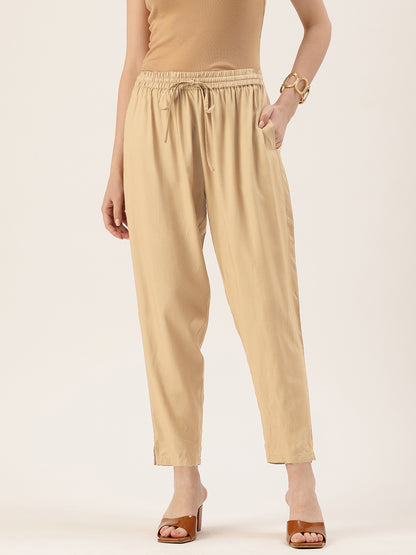 Almond Solid Pencil Pant