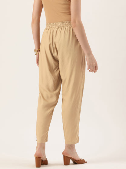 Almond Solid Pencil Pant