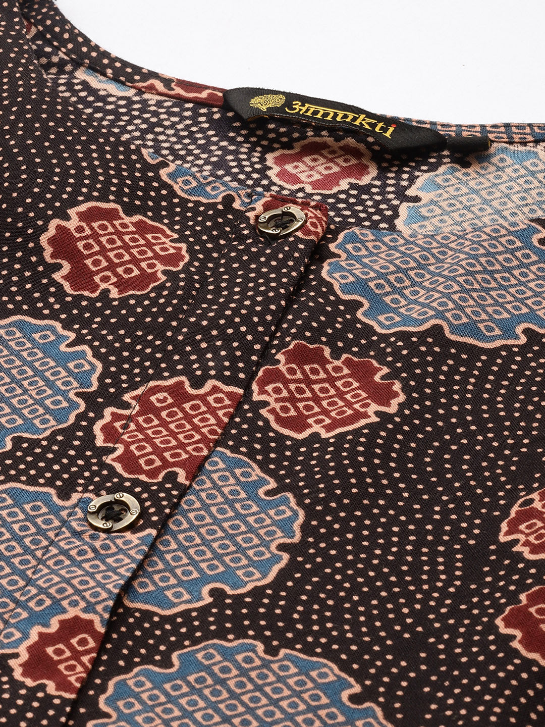 Black Floral Printed Kurta