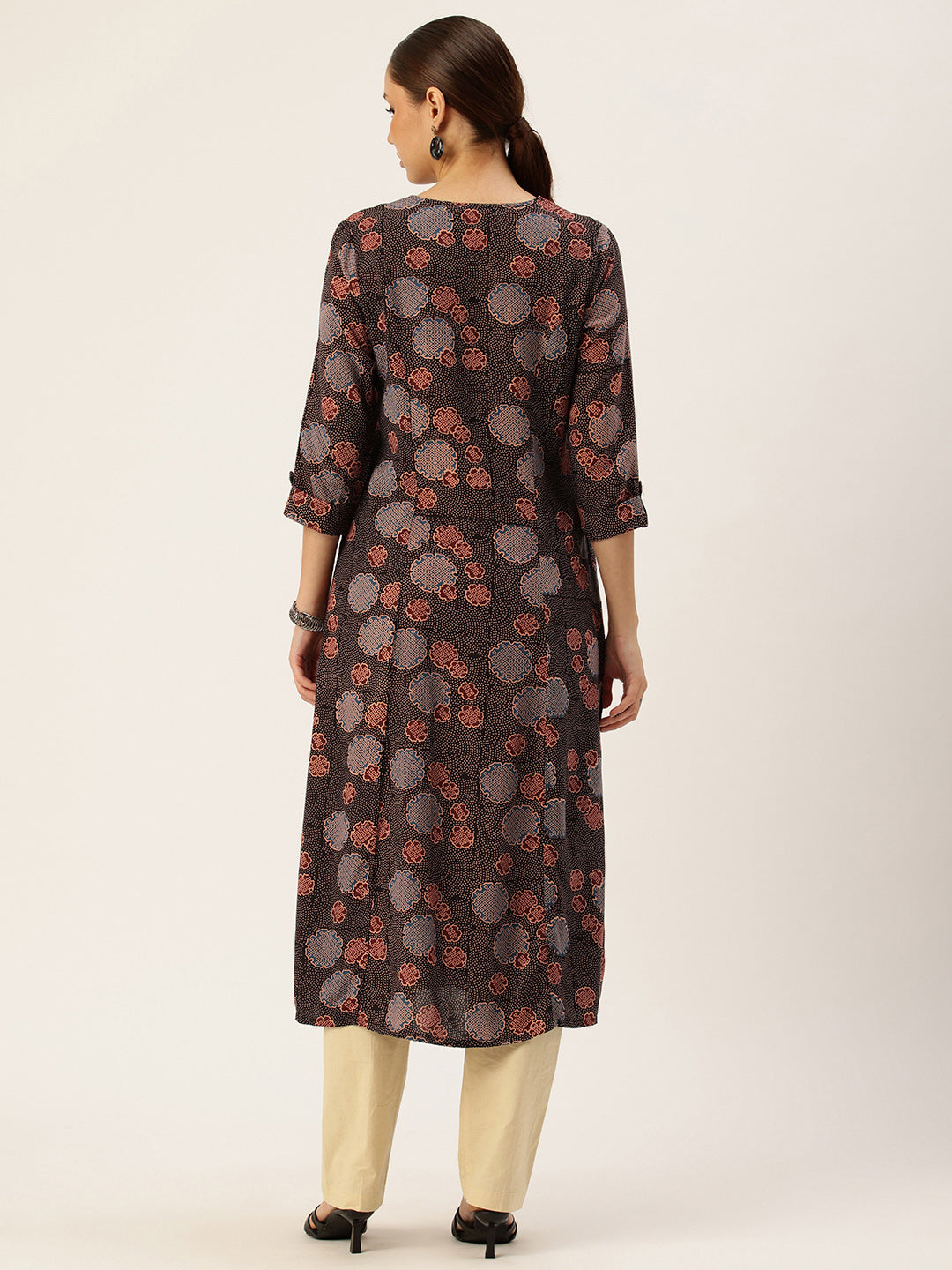 Black Floral Printed Kurta