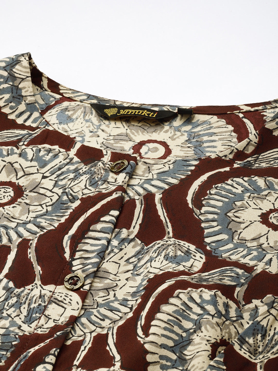 Brown Ethnic Motifs Printed Floral Kurta