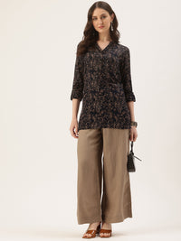 Blue Mandarin Collar Paisley Printed Tunic