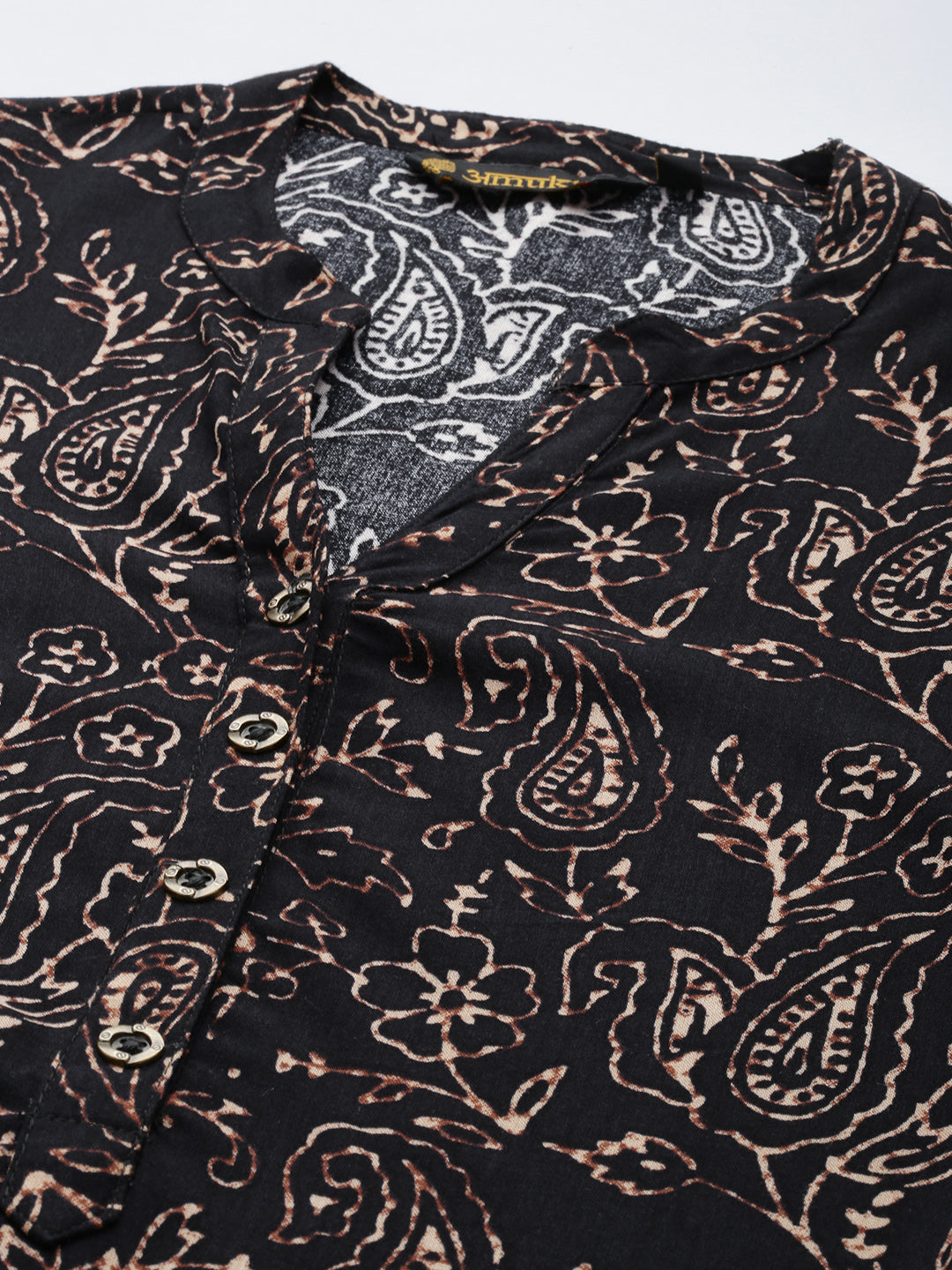 Blue Mandarin Collar Paisley Printed Tunic