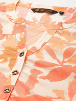 White & Orange Floral Printed Tunic