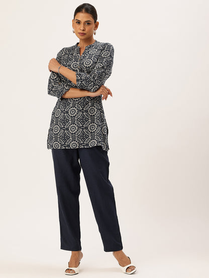 Blue Geometric Printed Tunic