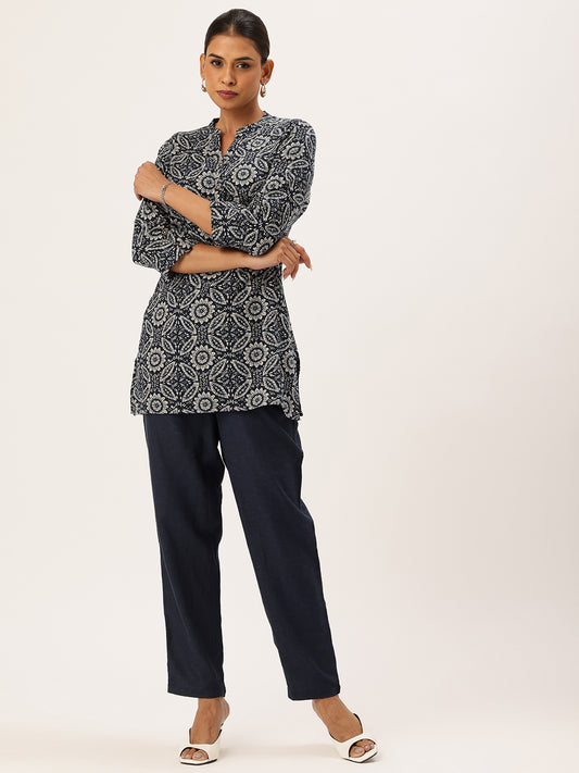 Blue Geometric Printed Tunic