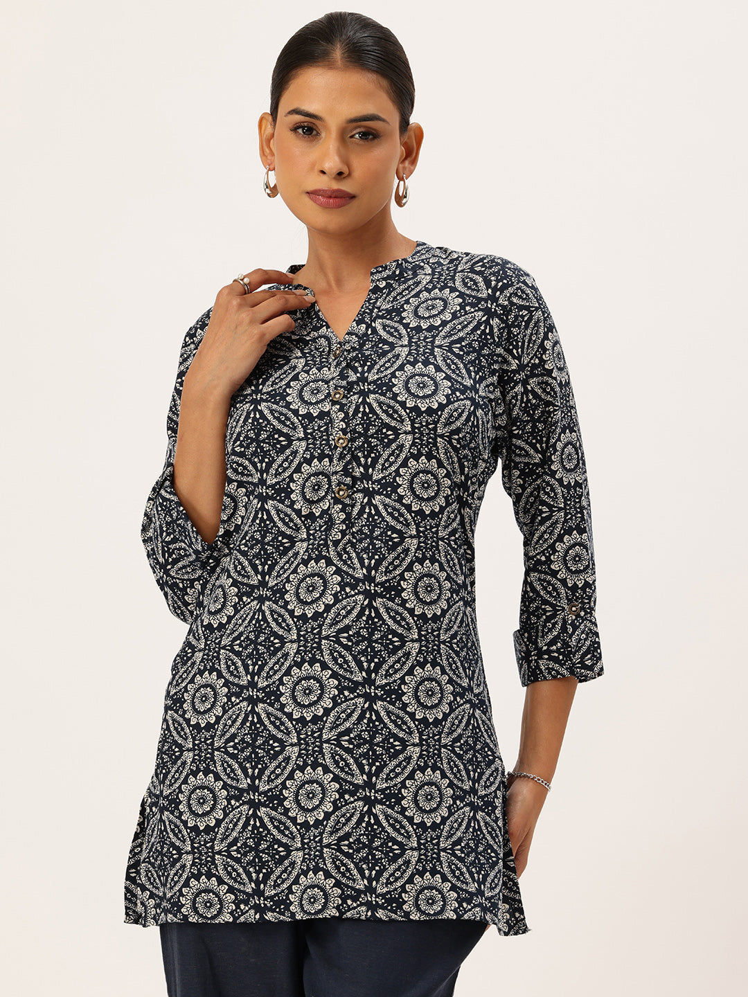 Blue Geometric Printed Tunic