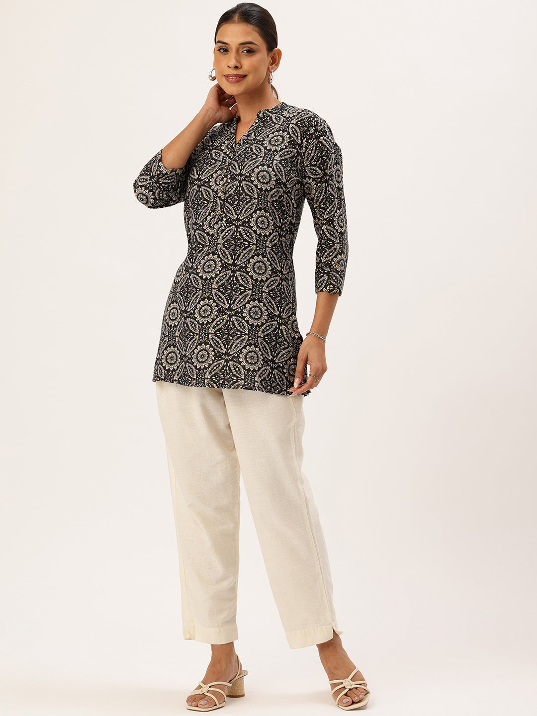 Black Geometric Printed Tunic