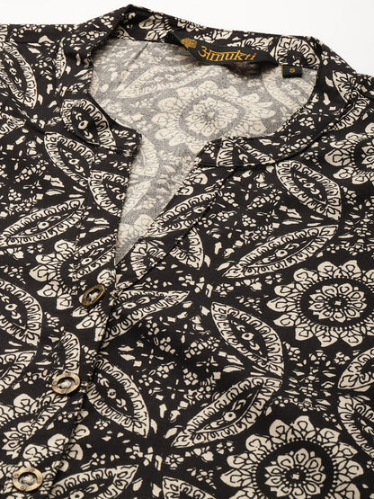 Black Geometric Printed Tunic